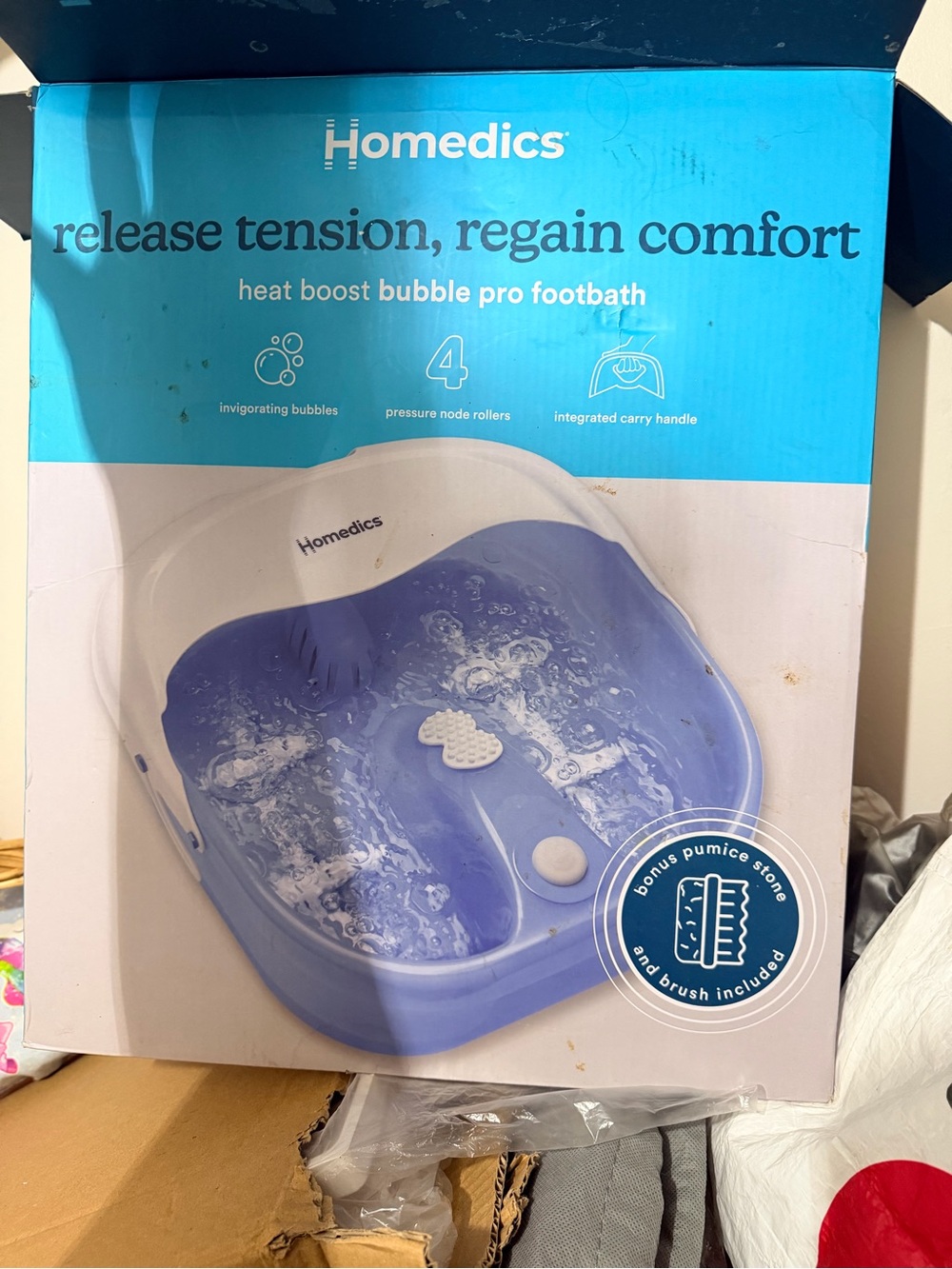 Homedics Blue Bubble Footbath with Heat Boost